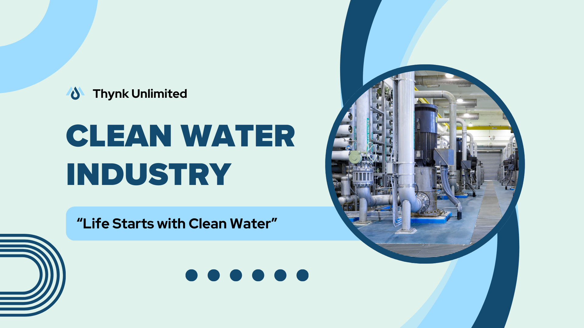 Blue and Dark Blue Minimalist Clean Water Industry Presentation