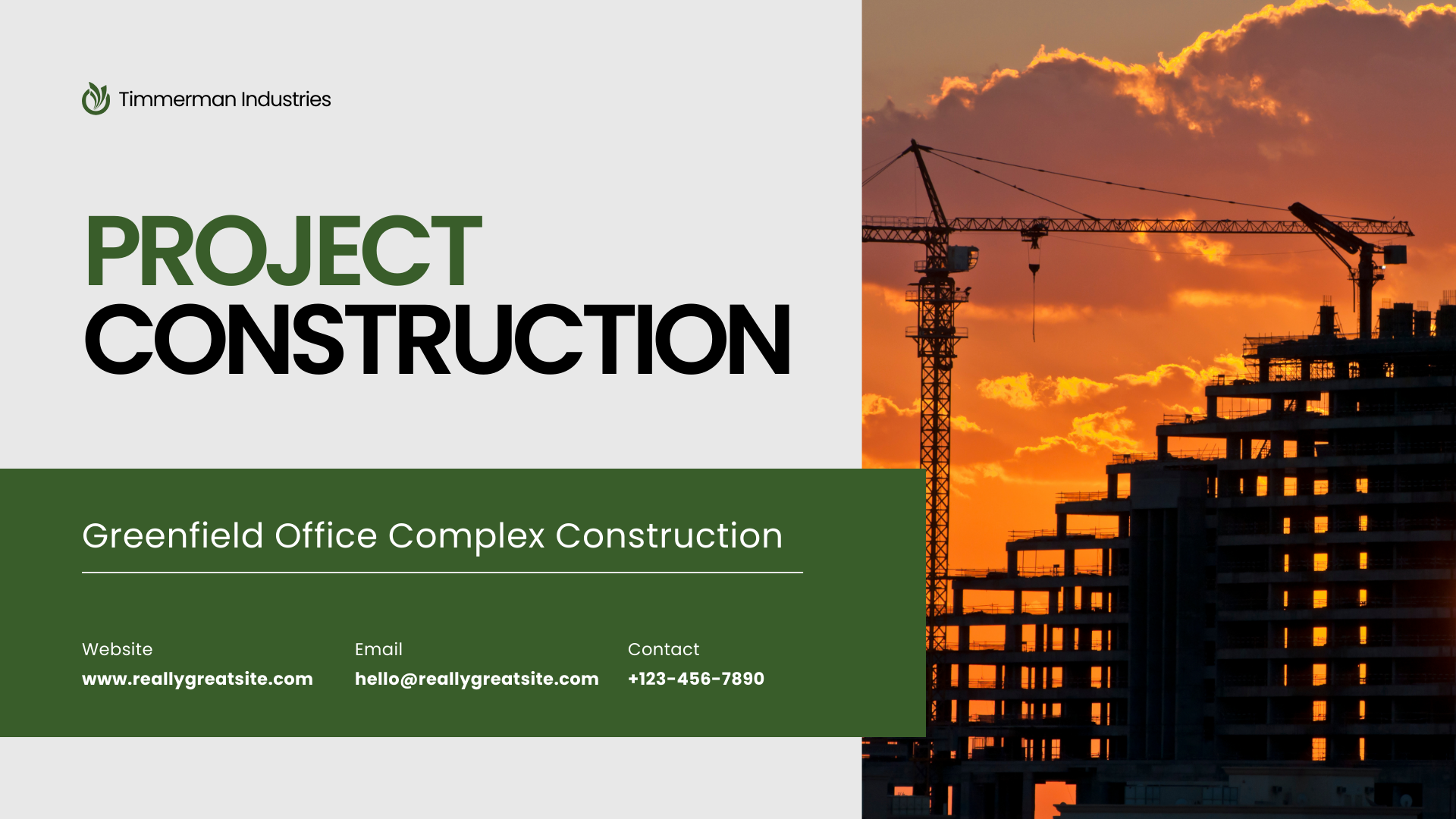 Green and Grey Modern Project Construction Presentation
