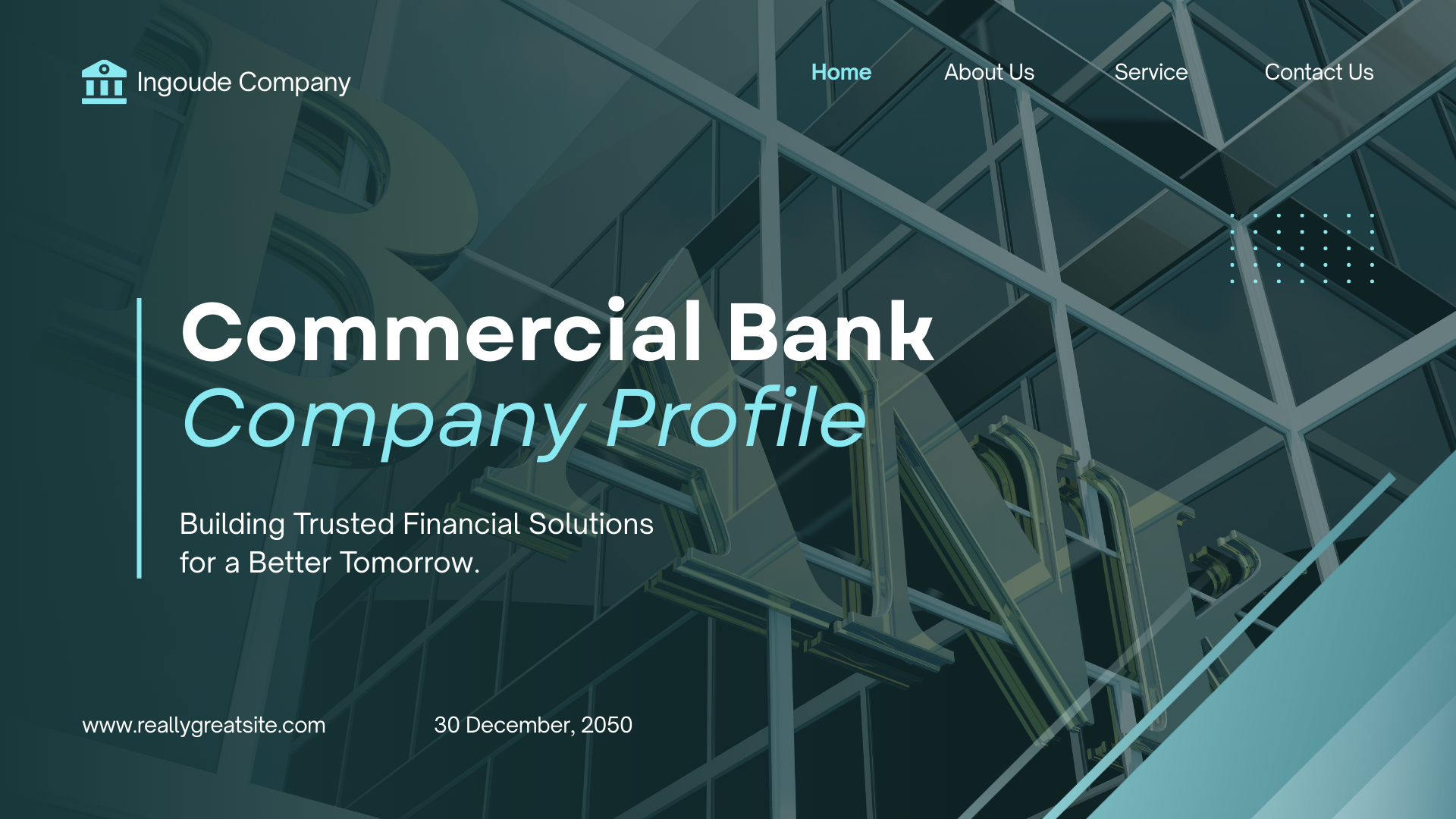 Teal and White Modern Commercial Bank Company Profile Presentation